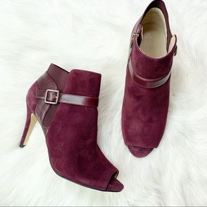 Marc Fisher Shimmee Peep-Toe Suede Ankle Booties